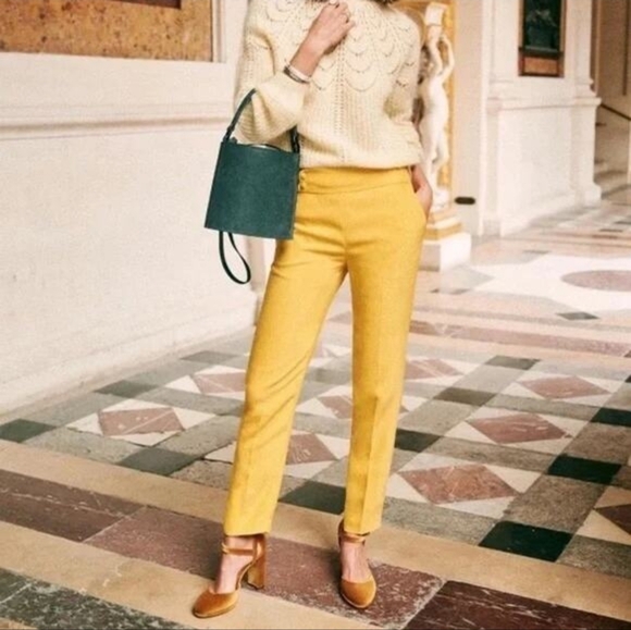 Sezane Pants - EUC Sezane Georges Linen Blend Trouser Yellow Size 38 / 6